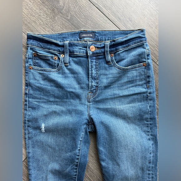 J. Crew 9” High Rise Toothpick Women's Skinny Jeans Raw Hem Size 26 Medium Wash - Picture 3 of 9